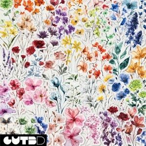 Set of 50 Colorful Wildflowers Stickers